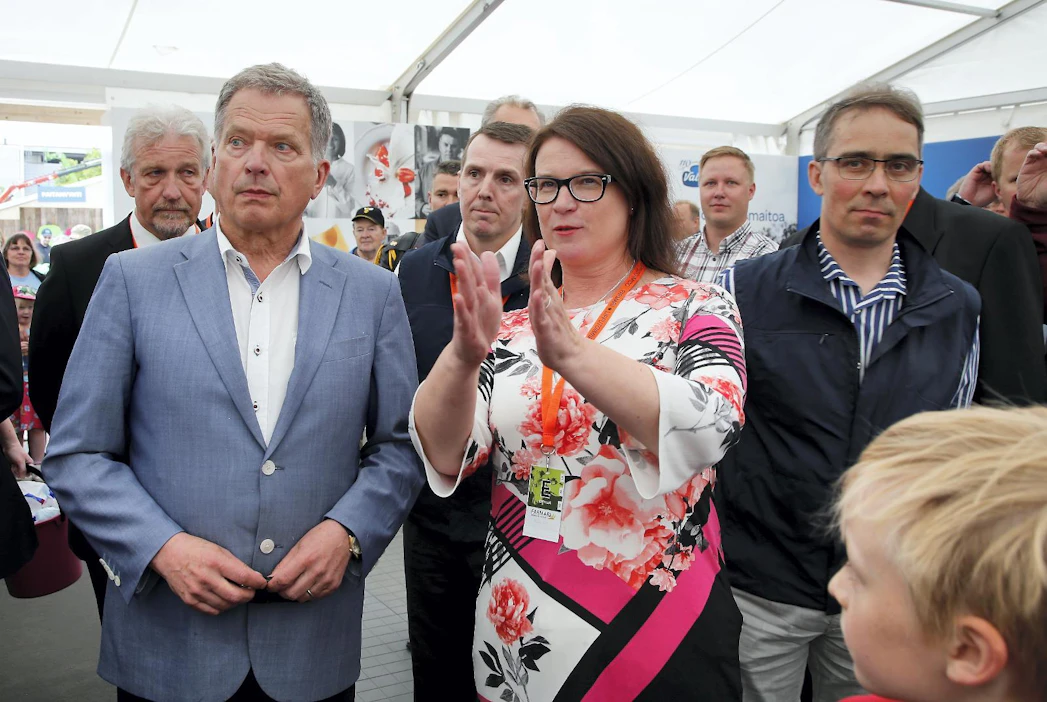 Presidentti Sauli Niinistö ja Jenni Haukio vierailivat Farmari-messuilla vuonna 2015.