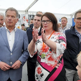 Presidentti Sauli Niinistö ja Jenni Haukio vierailivat Farmari-messuilla vuonna 2015.