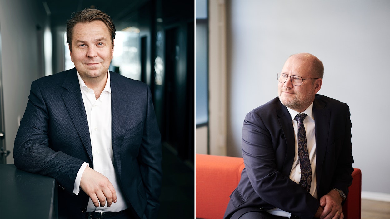 Vasemmalla Kai Gyllström, oikealla eläkkeelle jäävä Juha Gröhn.