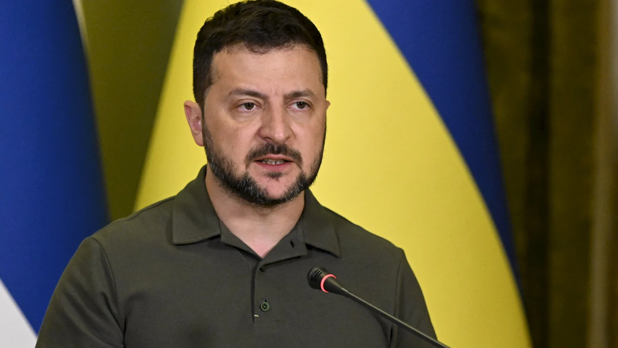 Ukrainan presidentti Volodymyr Zelenskyi ei tavannut lainkaan Puolan hallinnon edustajia poiketessaan maassa lauantaina, kertoi brittilehti Guardian. LEHTIKUVA / Emmi Korhonen.