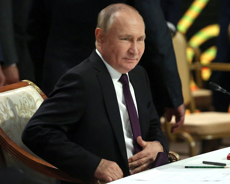 Putin sanoi Astanassa Kazakstanissa myös, että mitään tarvetta neuvotteluille Yhdysvaltain presidentin Joe Bidenin kanssa ei ole. LEHTIKUVA/AFP.