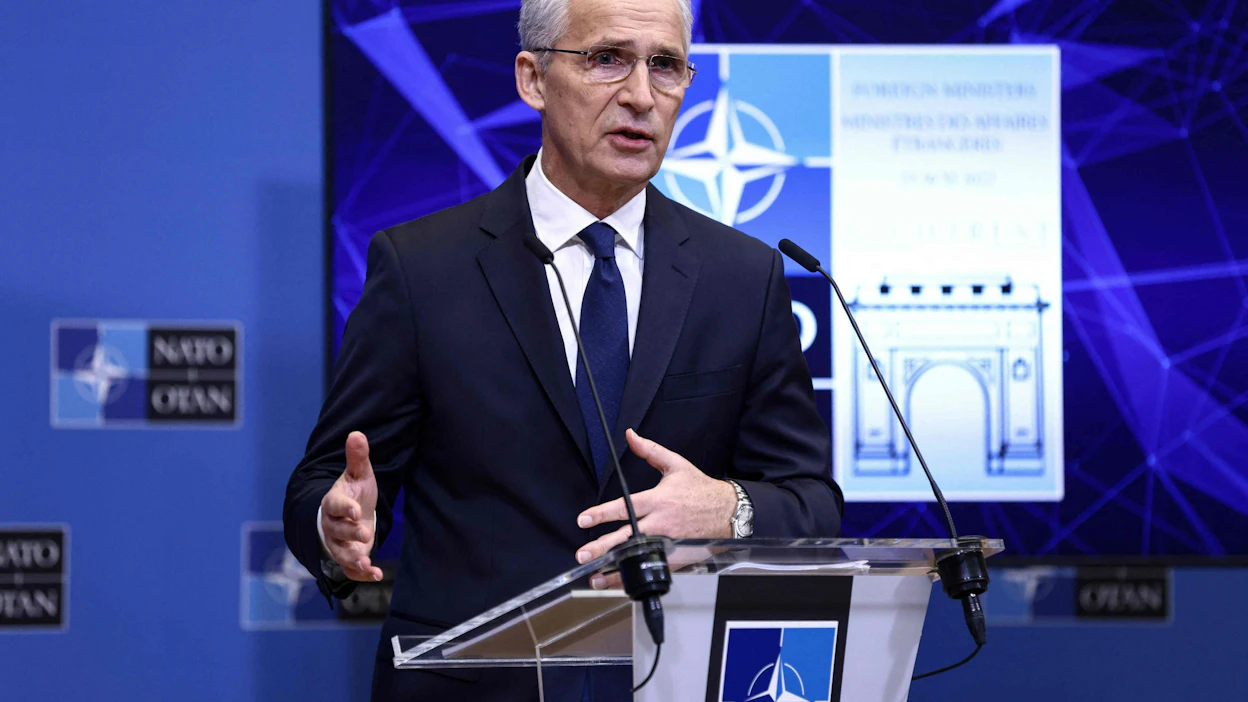 Naton pääsihteeri Jens Stoltenberg kommentoi asiaa, kun hän avasi Naton ensi viikon ulkoministerikokouksen aiheita Brysselissä. LEHTIKUVA/AFP.