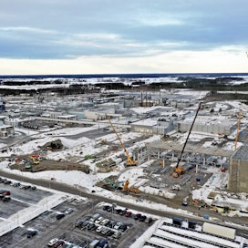 Kuva tammikuulta Atrian uuden siipikarjatehtaan rakennustyömaalta Nurmosta.