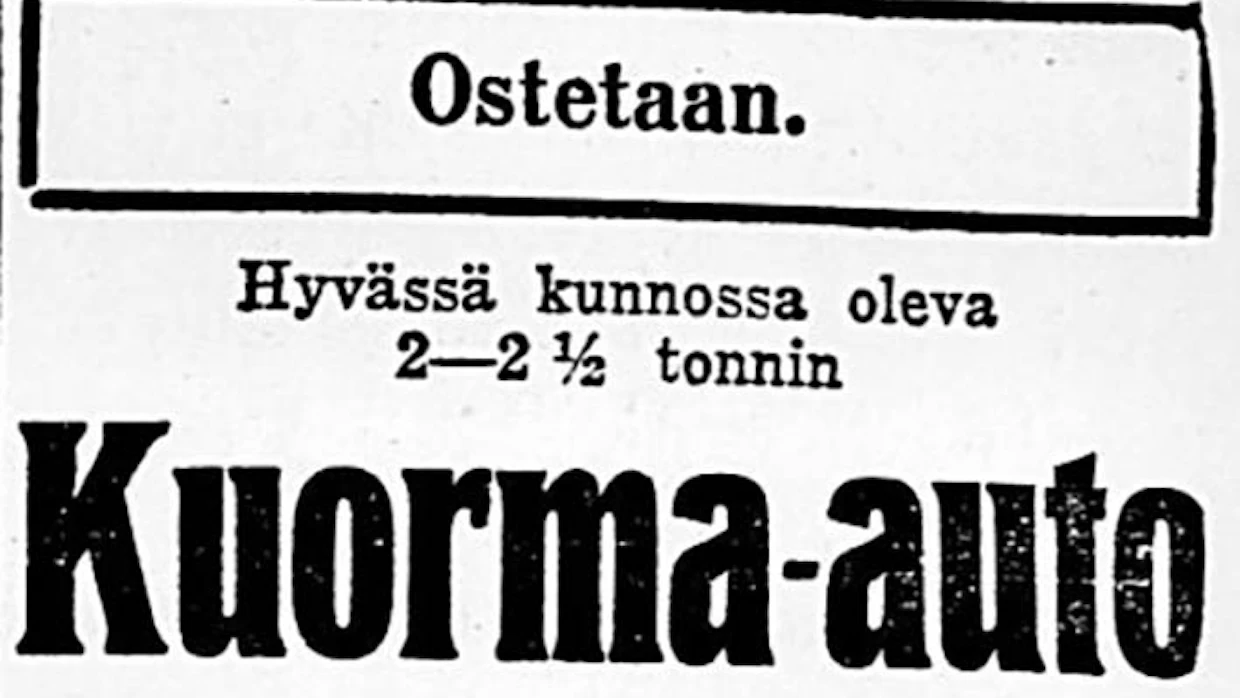 Maaseudun Tulevaisuuden ilmoituksessa ilmoitettiin halukkuudesta ostaa kuorma-auto.
