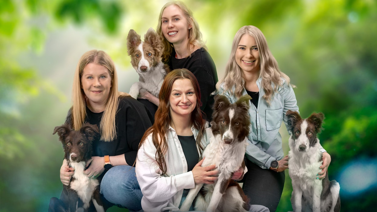 Niina ja Nessa, ylh. Anni ja Martta, Milla ja Kajo, Kirsi ja Pilke.