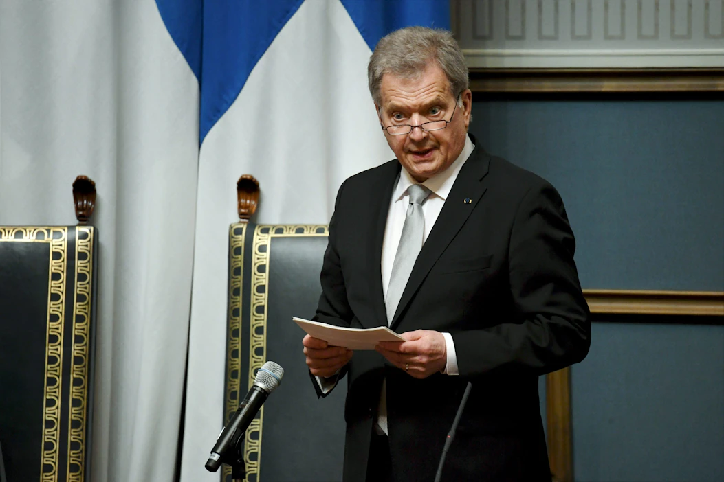Presidentti Sauli Niinistö pitää eduskunnan istuntosalissa puheen ja julistaa valtiopäivät avatuiksi. LEHTIKUVA / Antti Aimo-Koivisto.