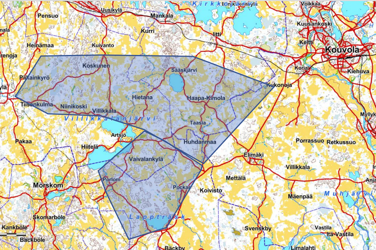 Harjoitusalue sijaitsee Elimäen ja Orimattilan välissä, Kouvolasta lounaaseen.