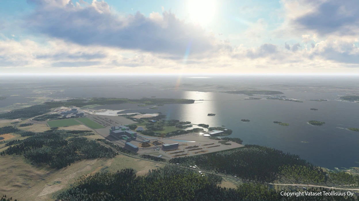 Vataset teollisuus suunnittelee Kemijärvelle kuitulinjan ympärille rakentuvaa biopuistoa.