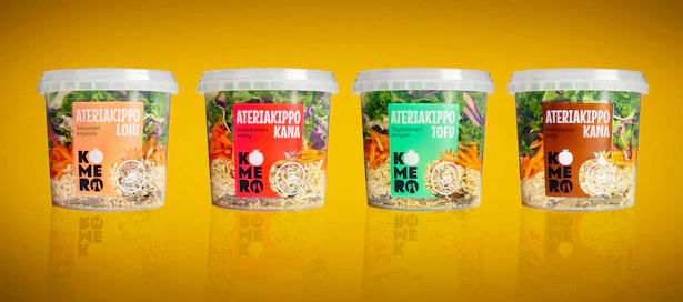 Vuonna 2015 perustettu KomeroFood Oy tekee viittä vaille valmiita aterioita ja uutuutena myös ruokaisia salaatteja.