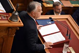 Komission Unkaria vastaan nostama rikkomuskanne on määrä käsitellä aikanaan EU-tuomioistuimessa. Kuvassa Unkarin pääministeri Viktor Orban. LEHTIKUVA / AFP. 
