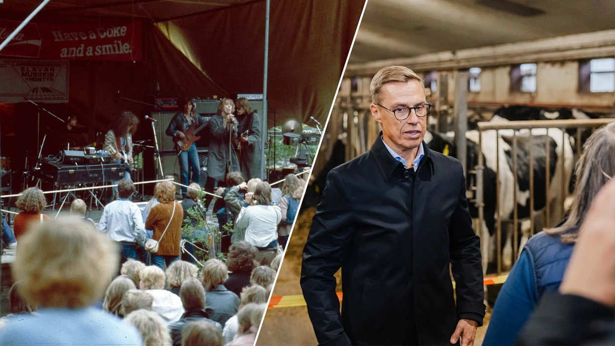 Arkistokuvassa Eppu Normaali esiintymässä 1980-luvun alussa. Maailmanjärjestyksen murroksesta varoitellut presidentti Alexander Stubb vieraili maatilalla lokakuussa.
