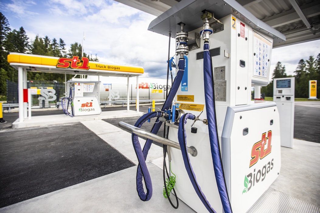 Biokaasun tankkausasema Mäntsälässä. Kuvituskuva.