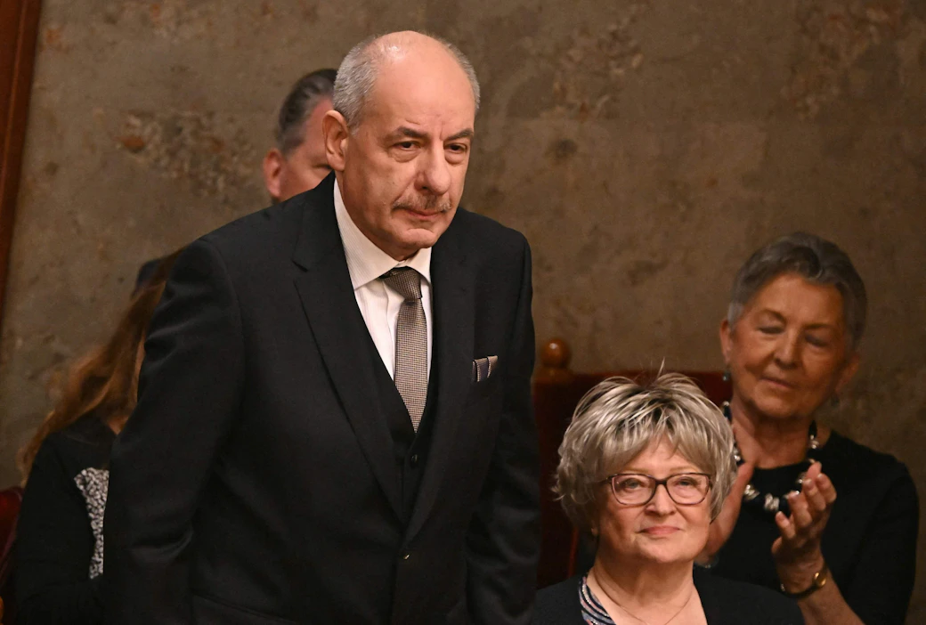 Unkarin uusi presidentti Tamas Sulyok aloitti tänään virassaan. LEHTIKUVA/AFP.