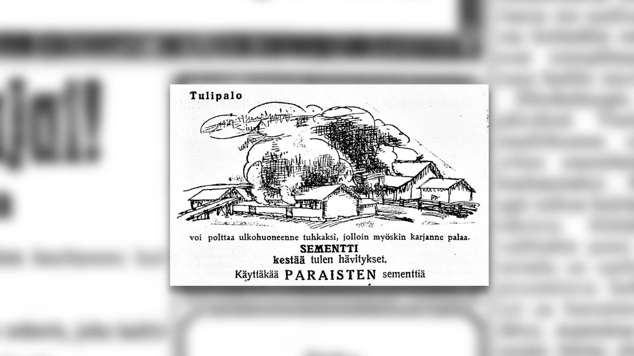 Maaseudun Tulevaisuudessa kaupattiin Paraisten sementtiä, jonka vakuutettiin olevan tulenkestävää
