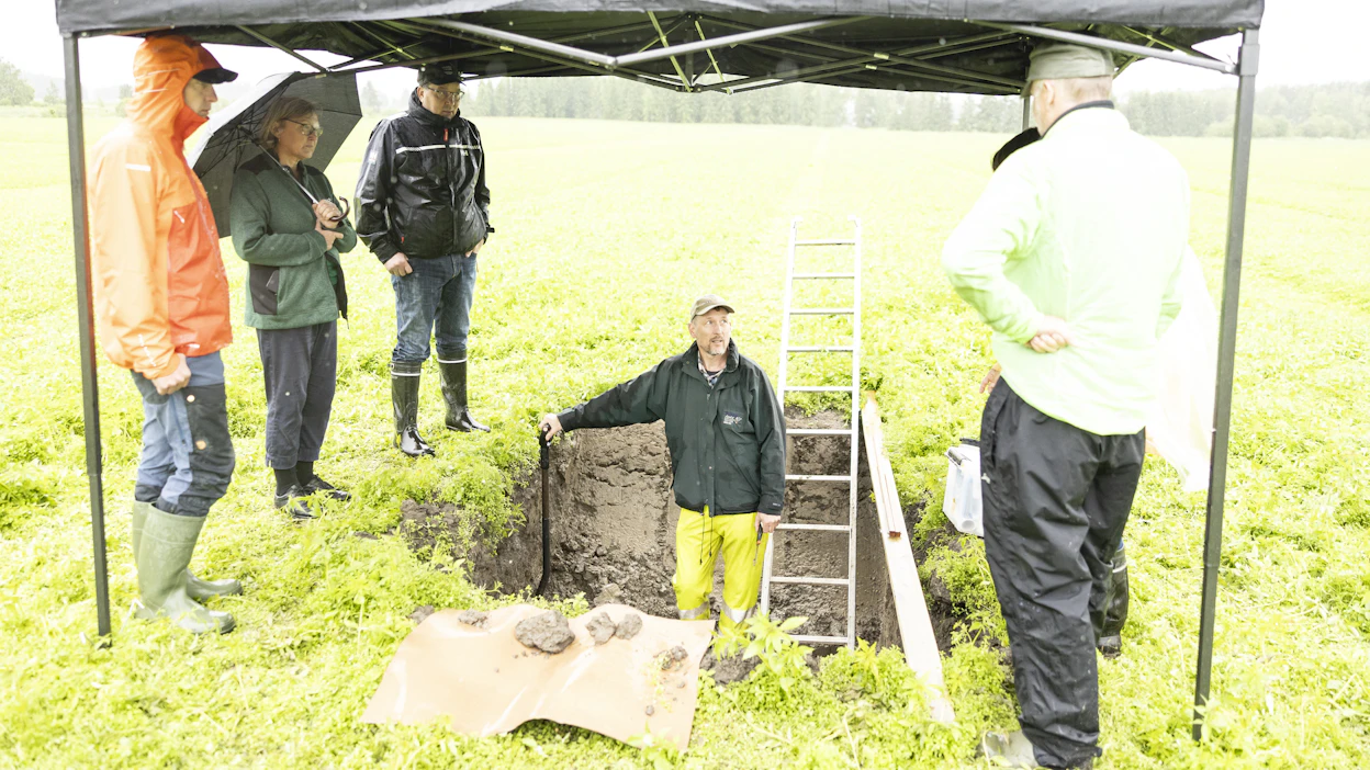 Transfarmin järjestämässä erikoiskasvien teemapäivässä tarkasteltiin kuoppatestin avulla, mistä kasvukunto lähtee.