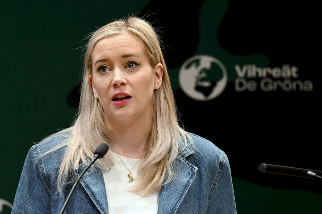 Puheenjohtaja Sofia Virta piti puheensa vihreiden puoluevaltuustossa lauantaina. Arkistokuva helmikuulta. LEHTIKUVA / Jussi Nukari.