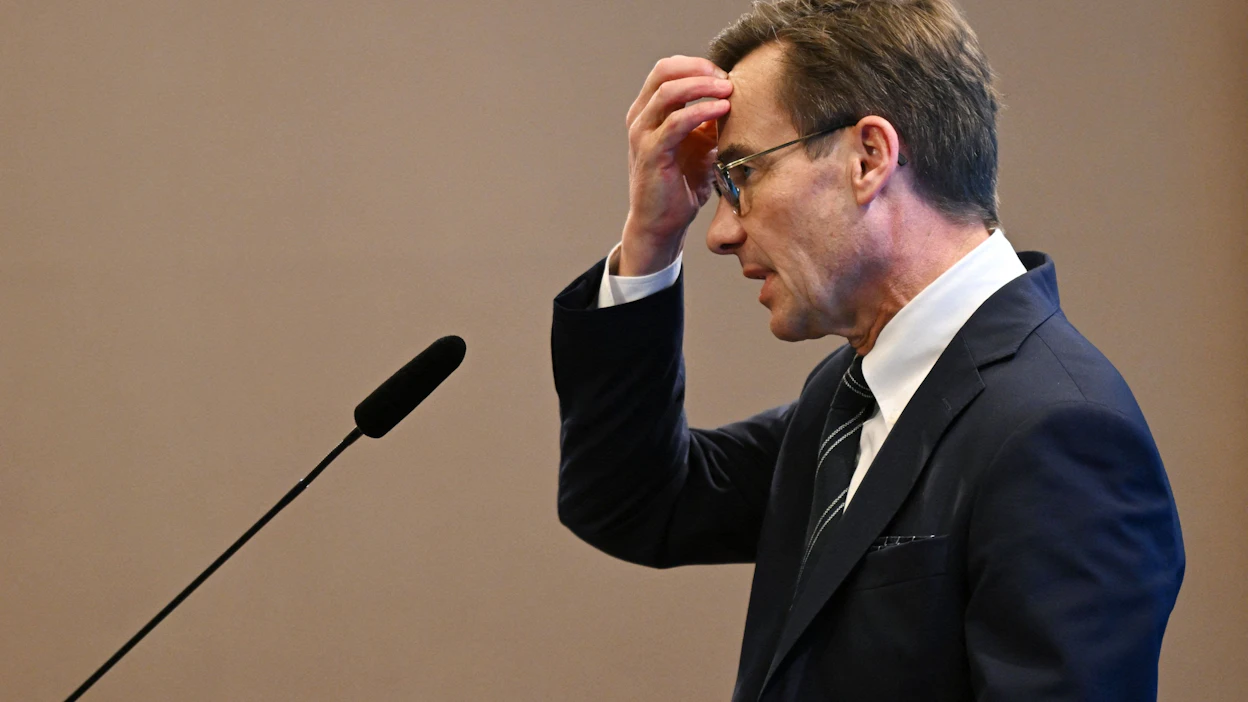 Pääministeri Ulf Kristersson ei ottanut kantaa siihen, minne uudet laitokset saattaisivat sijoittua. Arkistokuva. LEHTIKUVA / AFP.