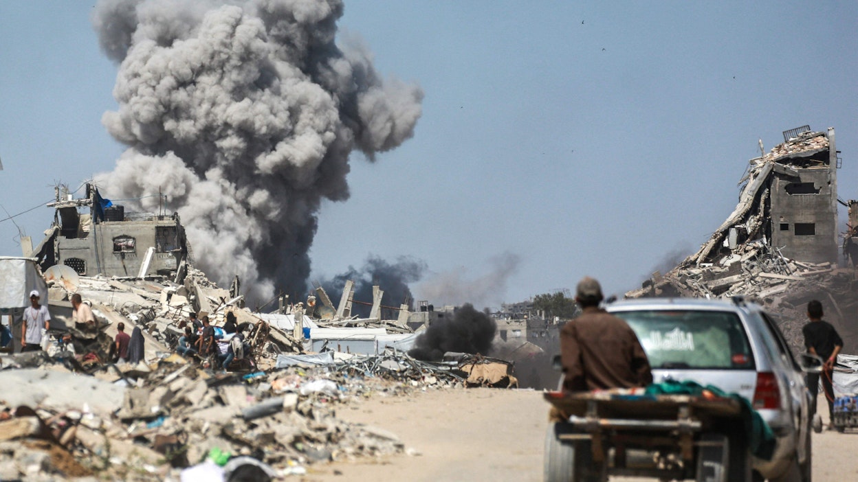 Kuva Israelin iskusta Jabaliassa sunnuntaina 25. toukokuuta. LEHTIKUVA/AFP.