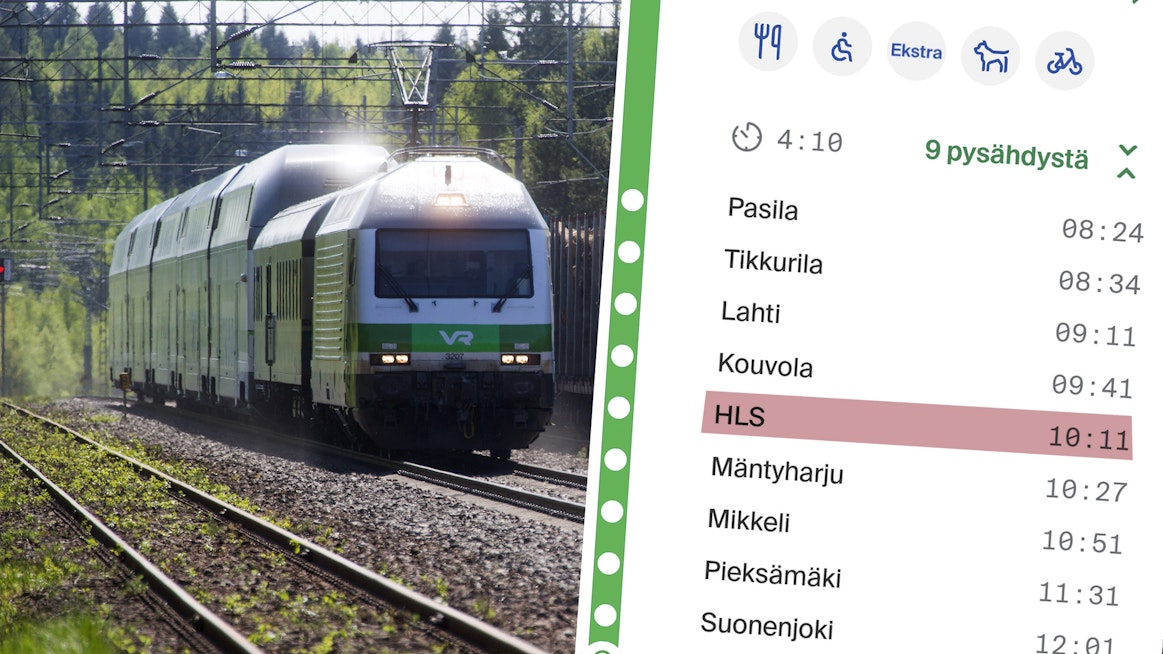 Helsingistä Kuopioon kulkeva InterCity 63 pysähtyy 20.6. alkaen Hillosensalmella. Kokeilu kestää 14.8. saakka. Kuvankäsittely: Jarkko Sirkiä