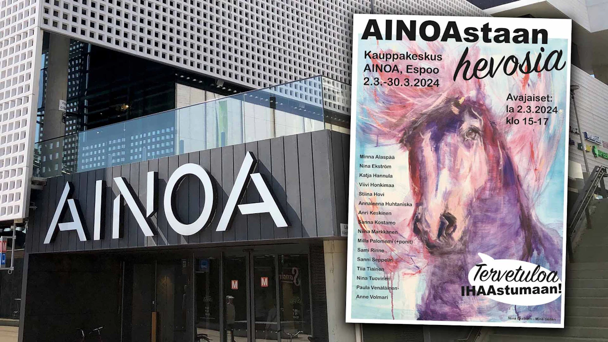 Hevostaidetta voi ihailla Espoossa maaliskuun ajan kauppakeskus Ainoassa.