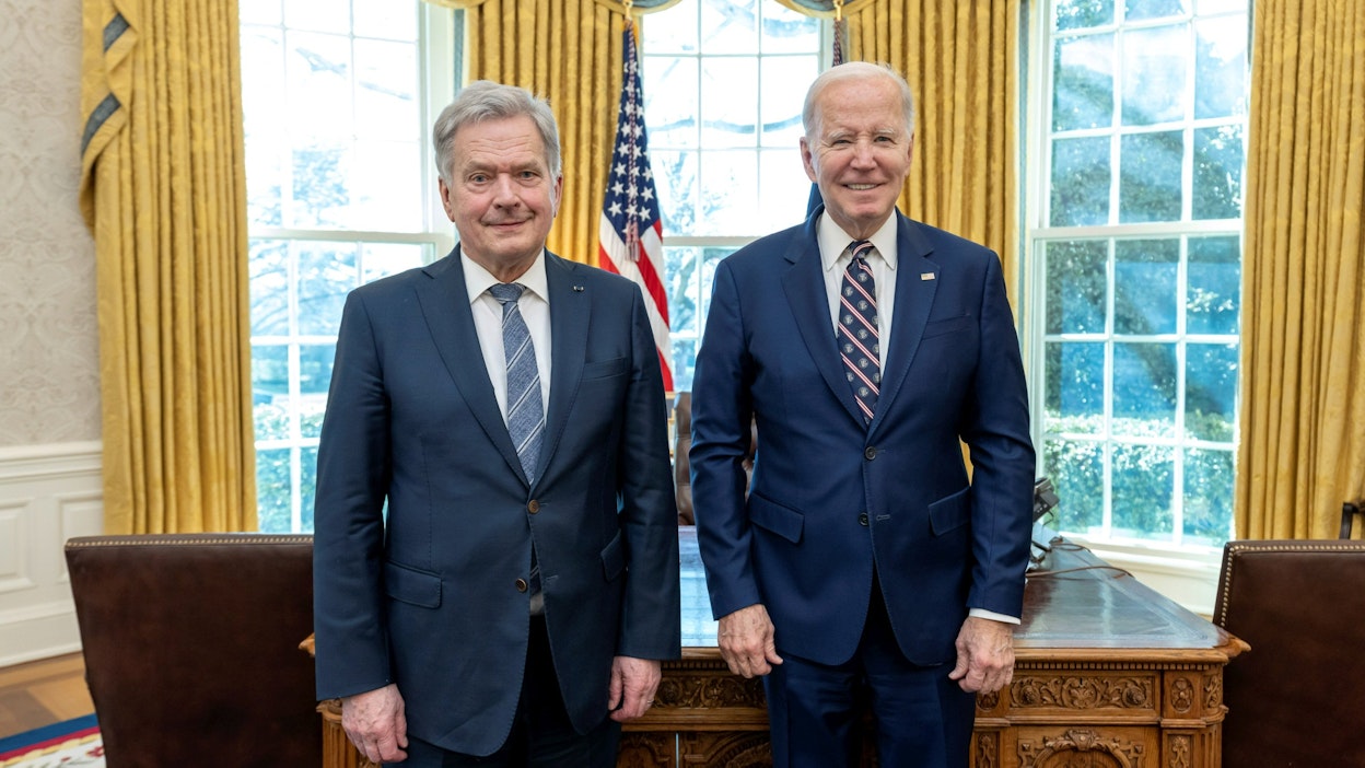 Aloite presidentti Sauli Niinistön ja Yhdysvaltain presidentin Joe Bidenin tapaamiseen tuli Valkoisesta talosta. LEHTIKUVA / HANDOUT / CAMERON SMITH. 