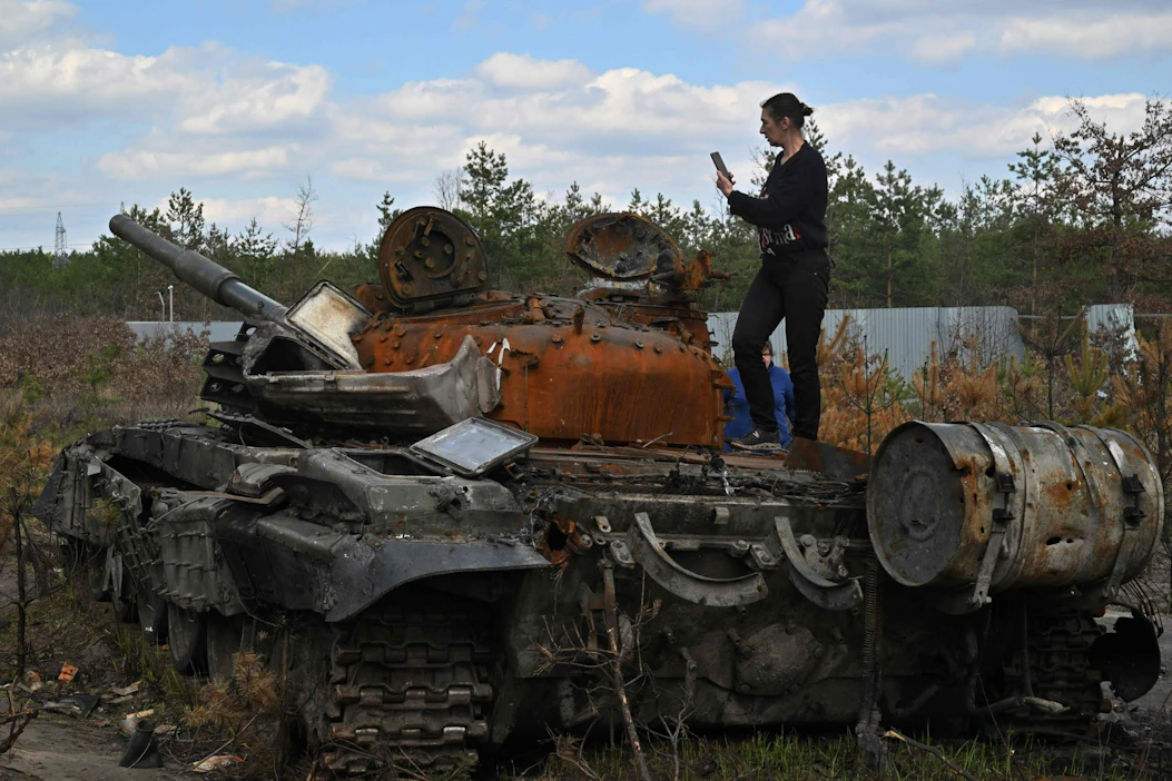 Venäjä on henkilötappioiden lisäksi menettänyt sodassa paljon kalustoa. Lehtikuva/AFP.
