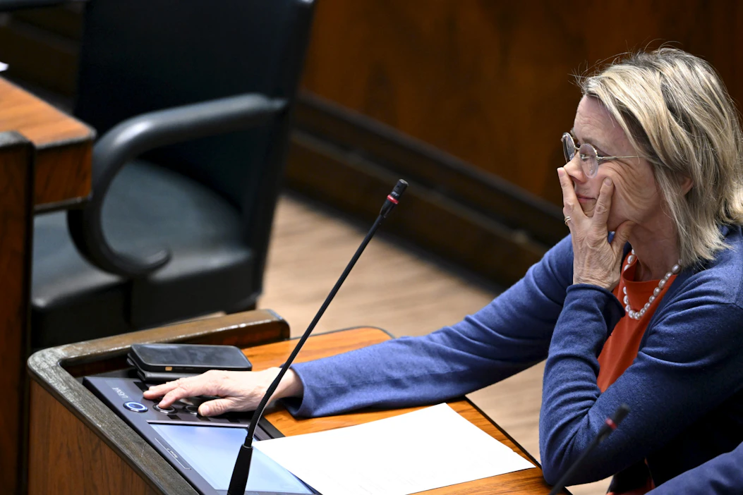Kristillisdemokraattien Päivi Räsänen äänesti asiassa opposition rinnalla. Lehtikuva / Heikki Saukkomaa.