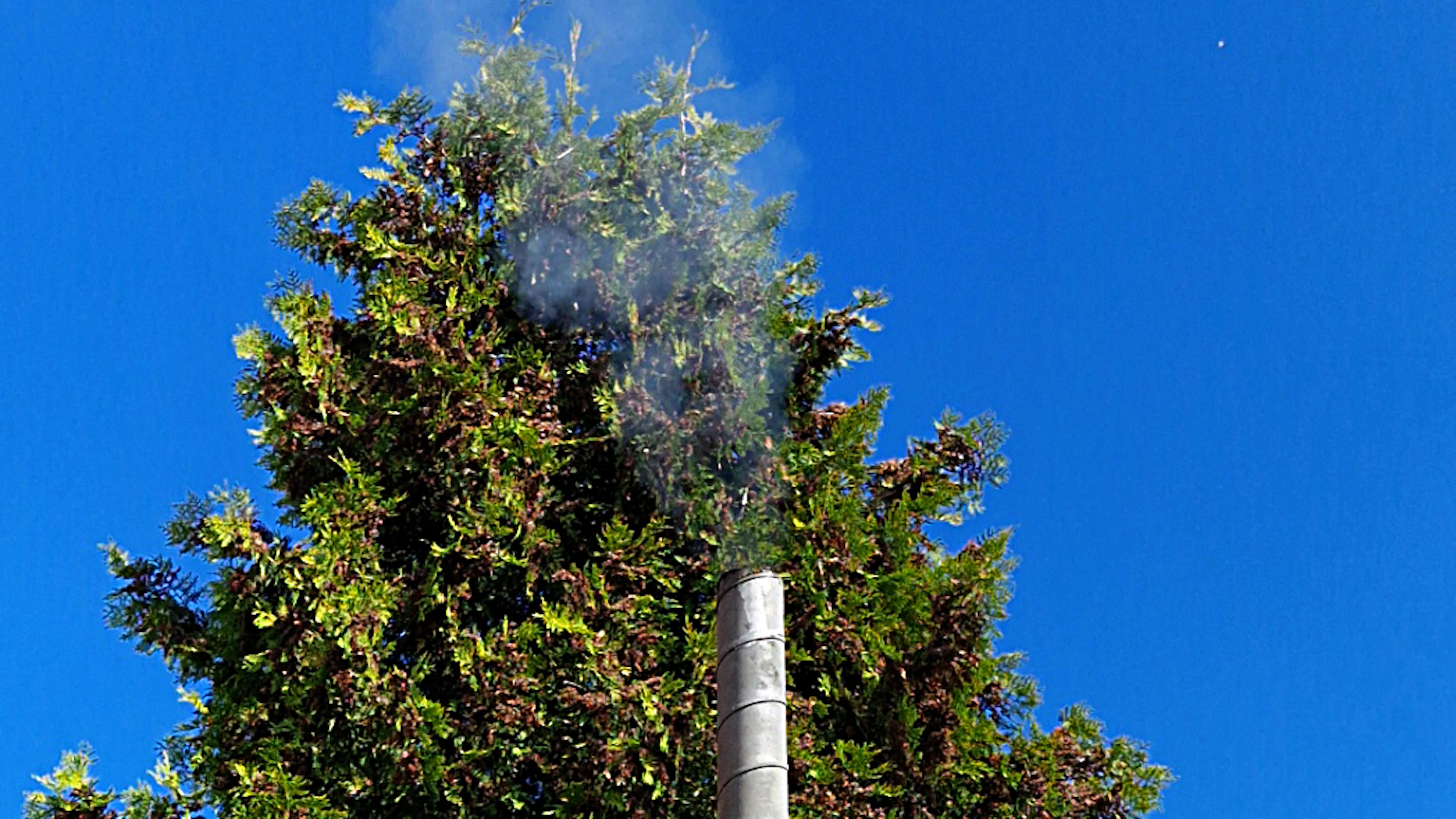 Korkea savupiippu parantaa vetoa ja säästää telttaa mahdollisilta kipinöiltä.