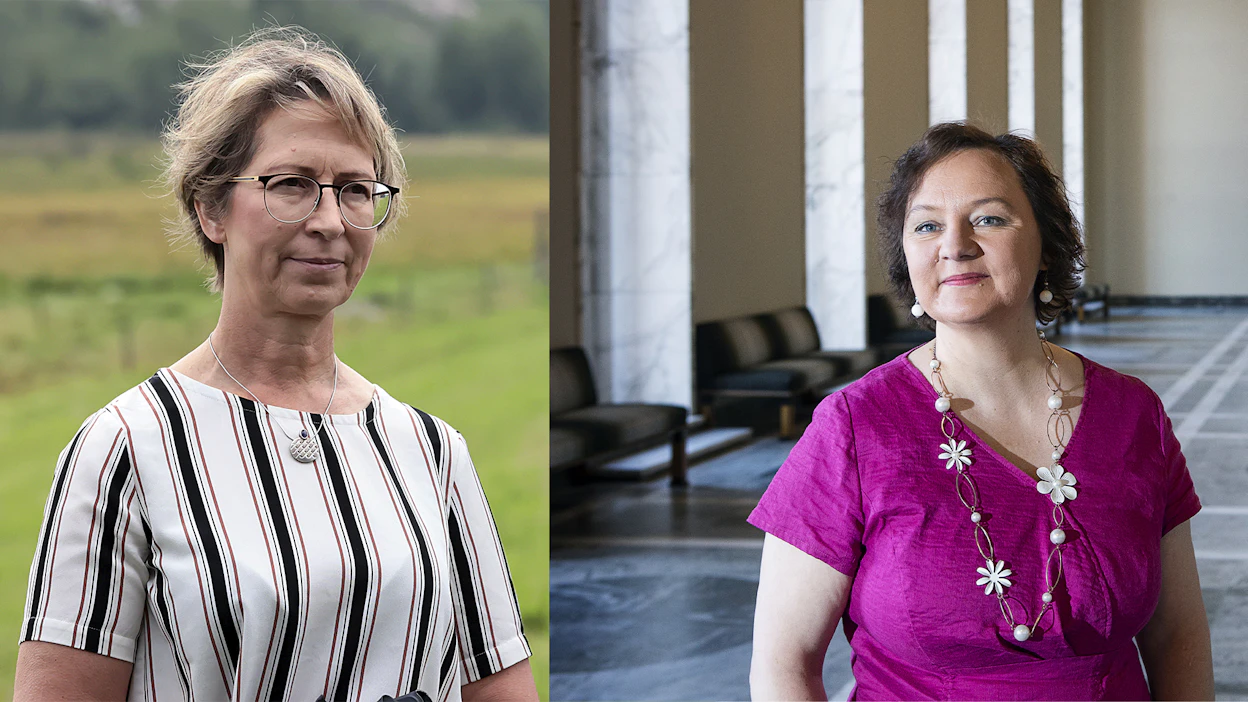 Maa- ja metsätalousministeri Sari Essayah (kd.) vastaa kansanedustaja Anne Kalmarin (kesk.) esittämiin väitteisiin.