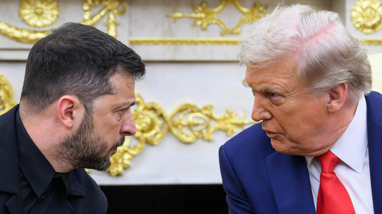 Ukrainan presidentin kanslian mukaan Volodymyr Zelenskyi odottaa keskustelevansa Yhdysvaltain presidentti Donald Trumpin kanssa lähipäivinä. Torstaina Zelenskyi tapasi Yhdysvaltain puolustusviranomaisia Kiovassa. LEHTIKUVA/AFP.