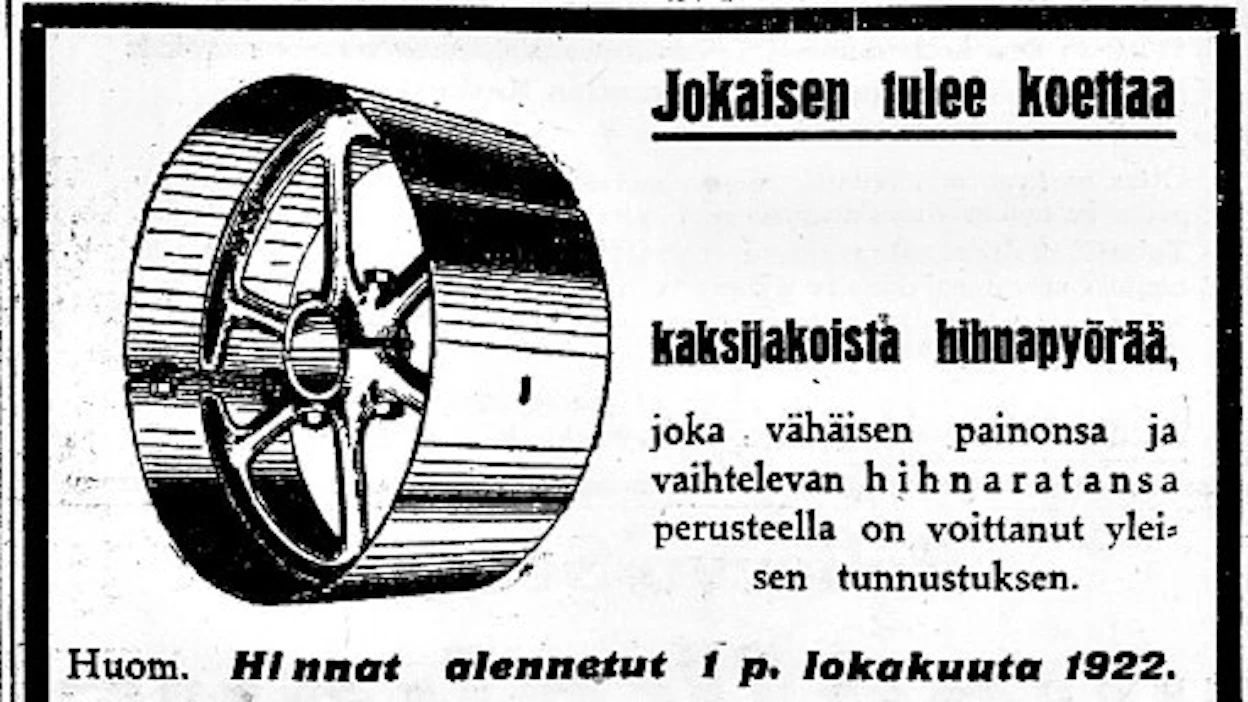 Kaksijakoista hihnapyörää kauppasi Axel von Knorringin Teknillinen Toimisto, joka on tekninen tukkukauppa.