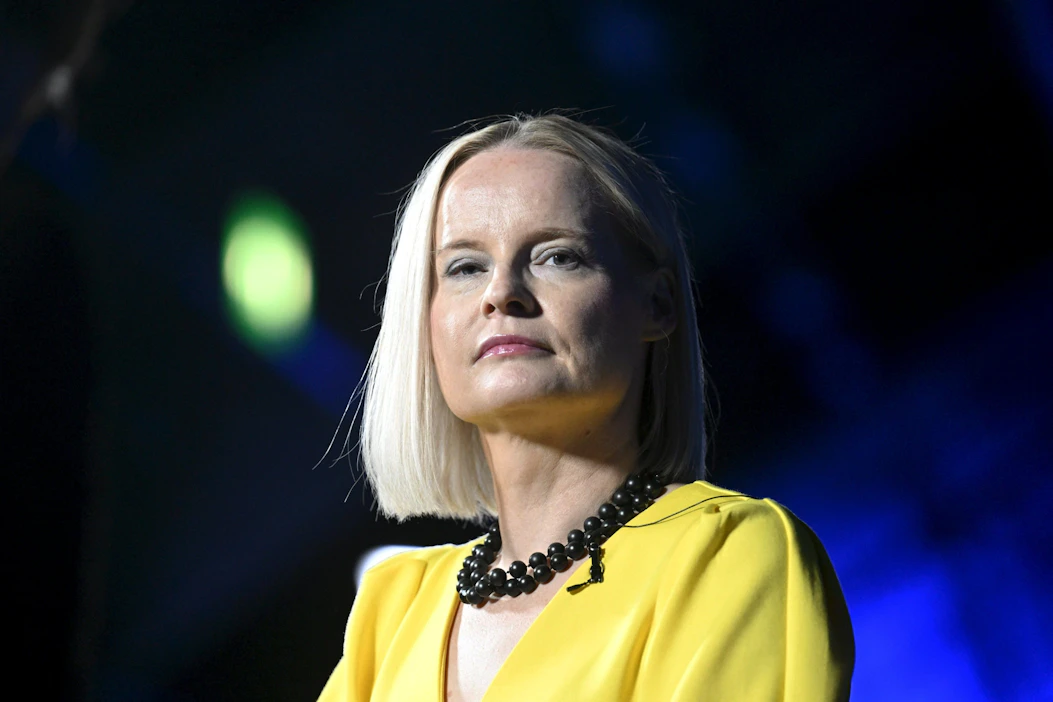 Luvassa on myös puolueen puheenjohtajan Riikka Purran linjapuhe. Eilen Purra valittiin jatkokaudelle ilman vastaehdokkaita. LEHTIKUVA / JUSSI NUKARI .
