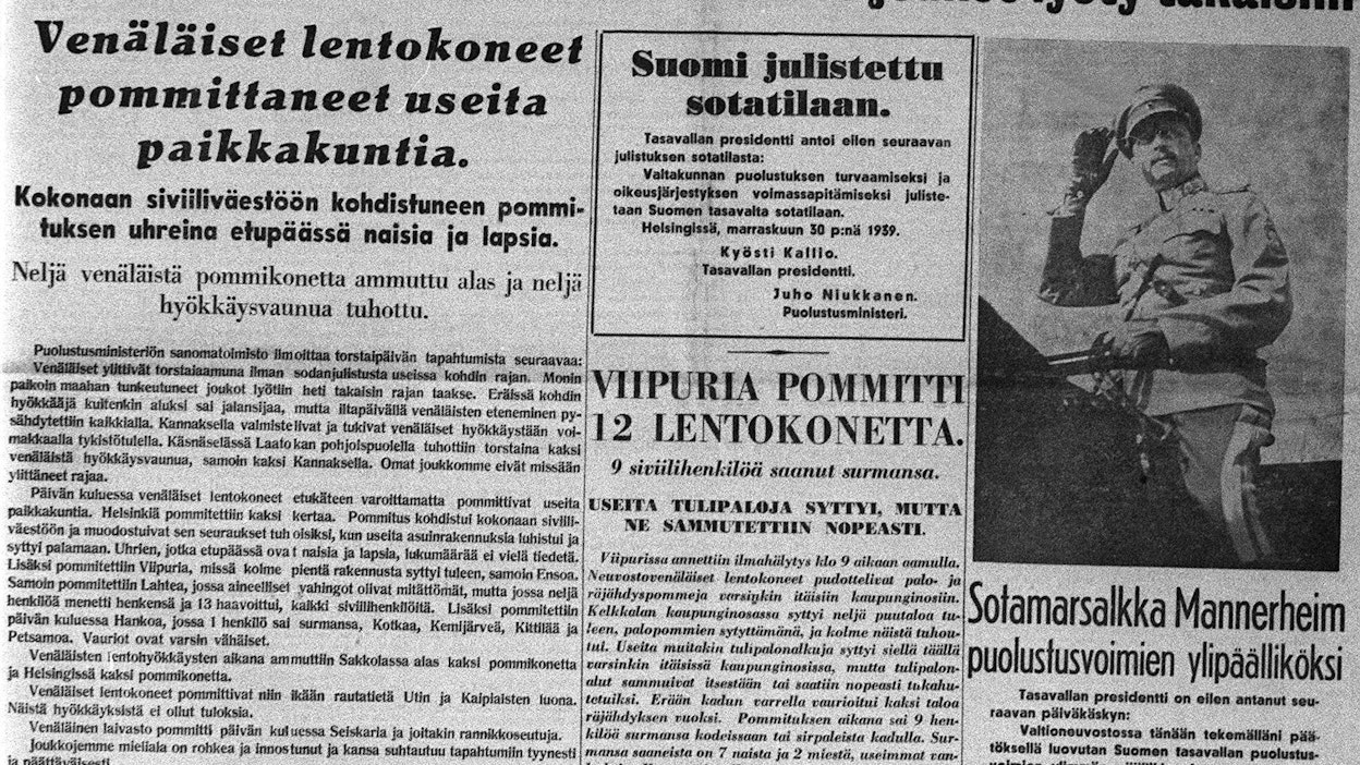 Puna-armeija hyökkäsi Suomeen ilman sodanjulistusta ja avasi tulen Karjalan kannaksella kello 6.50. 