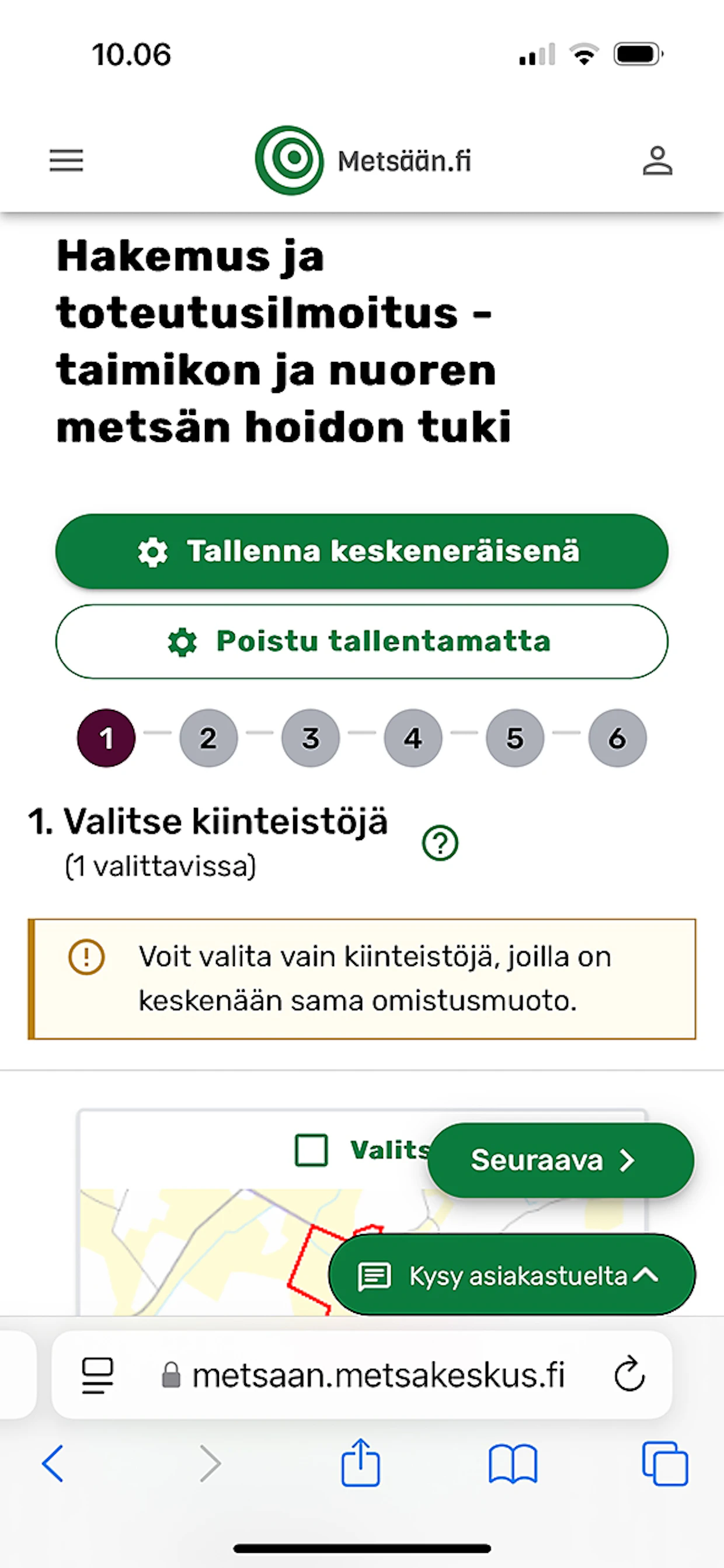 Metsänhoidon tukihakemusten lisäksi Metsään.fi-palvelussa voi tehdä myös metsänkäyttöilmoituksen.