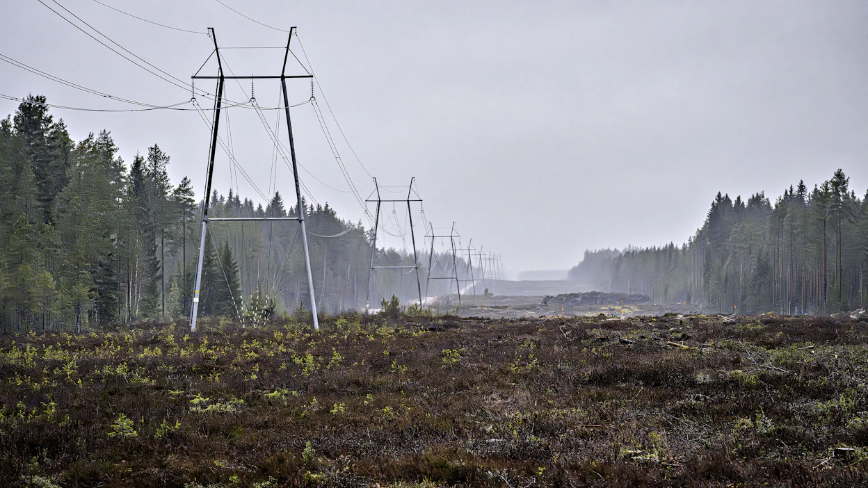 Kirjoittaja ihmettelee maata ja metsää tuhlailevaa voimalinjarakentamista. Kuvituskuva.