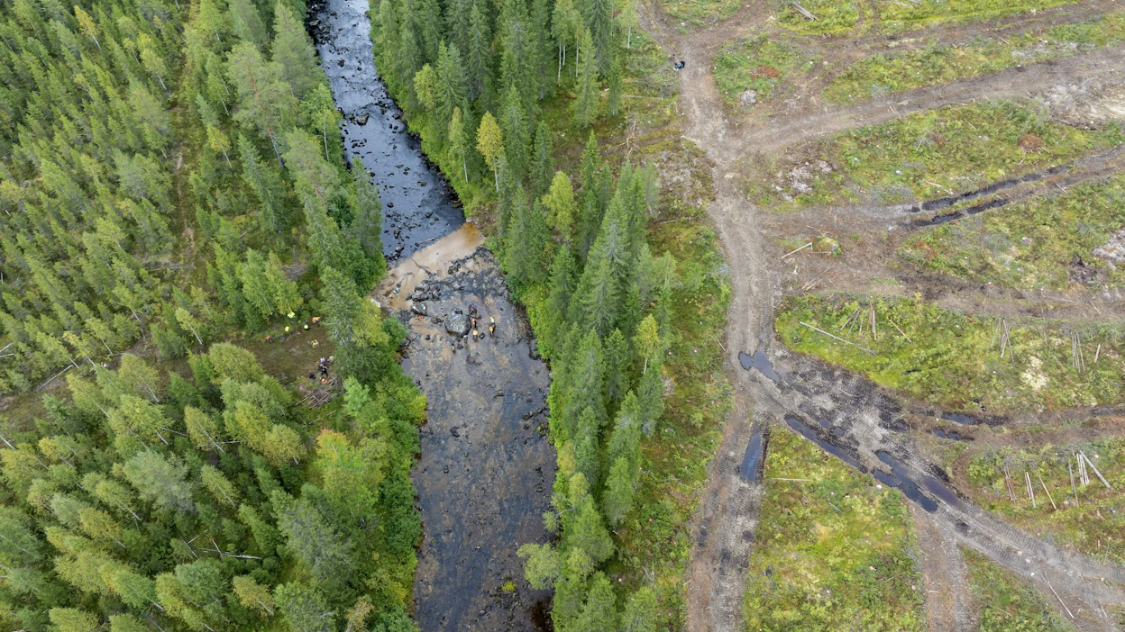 Metsähallituksen viikko sitten poliisille tekemän ilmoituksen mukaan Hukkajoessa on kuollut arviolta jopa tuhansia jokihelmisimpukoita eli raakkuja, kun joen yli on ajettu metsätyökoneilla. LEHTIKUVA