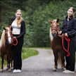 Henna (vas.) ja Moona Honkonen opettavat ponien kanssa tarvittavia taitoja pikkusiskoilleen Alinalle ja Nannalle. Henna osallistuu viikonloppuna ponikuningatarkilpailuun valmentamallaan Ekslätts Yatzylla, ja Moona kuninkuuskilpailuun valmentamallaan Jokimäen Jalmarilla.