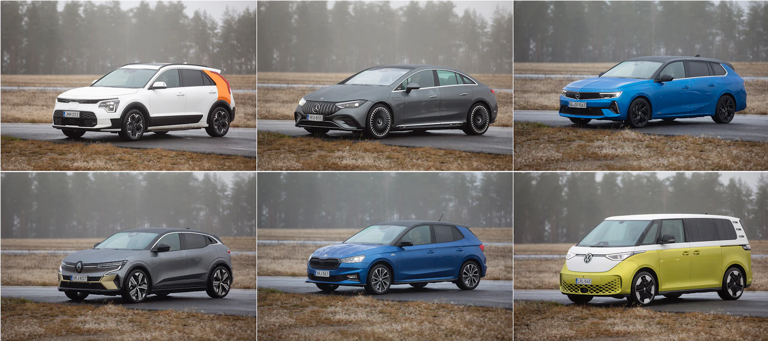 Vuoden Auto Suomessa finaalissa kisaavat Kia Niro, Mercedes-Benz EQE, Opel Astra, Renault Megane, Škoda Fabia ja Volkswagen ID.Buzz.