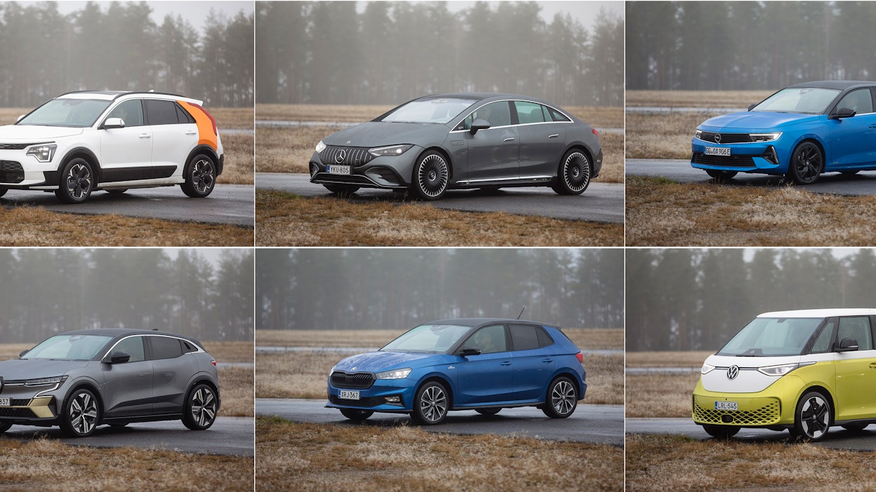 Vuoden Auto Suomessa finaalissa kisaavat Kia Niro, Mercedes-Benz EQE, Opel Astra, Renault Megane, Škoda Fabia ja Volkswagen ID.Buzz.