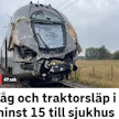 Juna törmäsi traktorin perävaunuun junan risteyksessä hieman ennen kello 07.30 maanantaiaamuna.