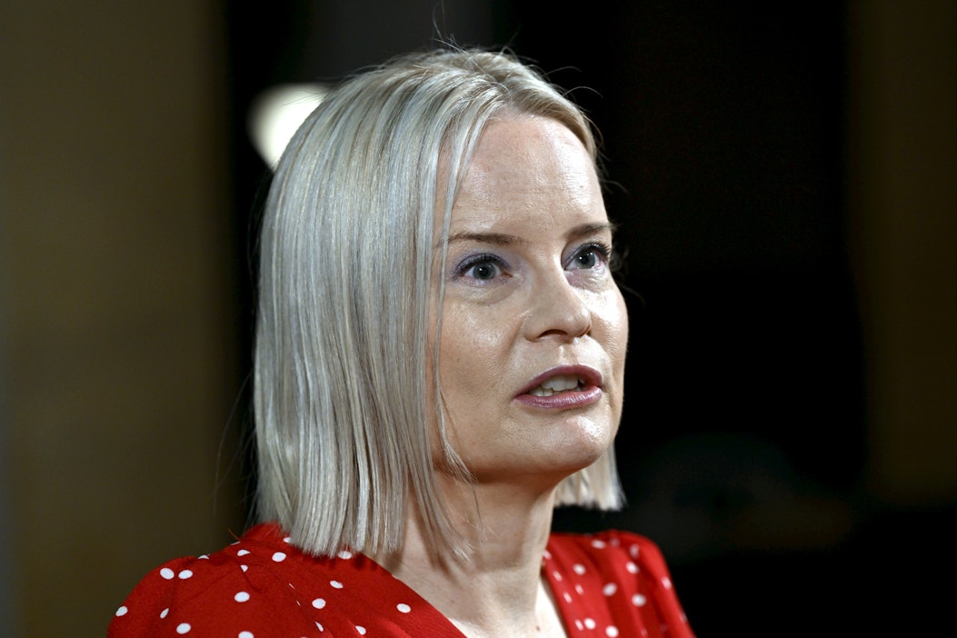 Riikka Purran mukaan neuvottelut etenevät hyvin eritahtisesti. LEHTIKUVA / EMMI KORHONEN.