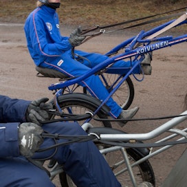 Harri Koivunen on tyytyväinen valmennettaviensa menestykseen kuluvana vuonna. Treenikaverina Harrin poika Olli Koivunen, joka ajaa valtaosan tallin hevosten starteista.