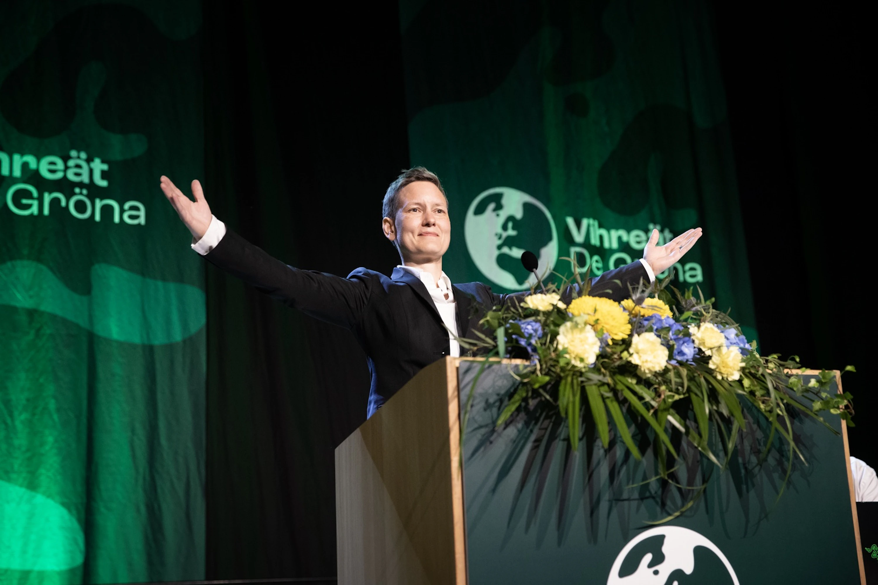 Moring valittiin vihreiden puoluesihteeriksi kesällä 2023. Kuva kyseisestä puoluekokouksesta Seinäjoelta.