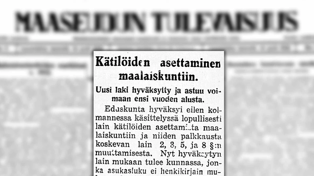 Eduskunta hyväksyi lain, jonka mukaan kätilöiden vuosipalkka oli oltava vähintään 8000 markkaa. Nykyajan rahassa tämä tarkoittaa reilut 3000 euroa vuodessa.