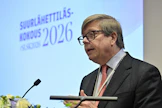 Valtiosihteeri Jukka Salovaara puhui suurlähettiläispäivien avajaistilaisuudessa Helsingissä. MARKKU ULANDER / LEHTIKUVA.