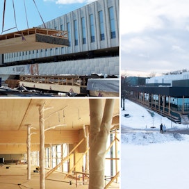 Pikku-Finlandiaa rakennettiin vajaa vuosi. Rakennuksen sisäpuolen 95 luomupylvästä poimittiin yksitellen uusmaalaisesta mäntymetsästä.