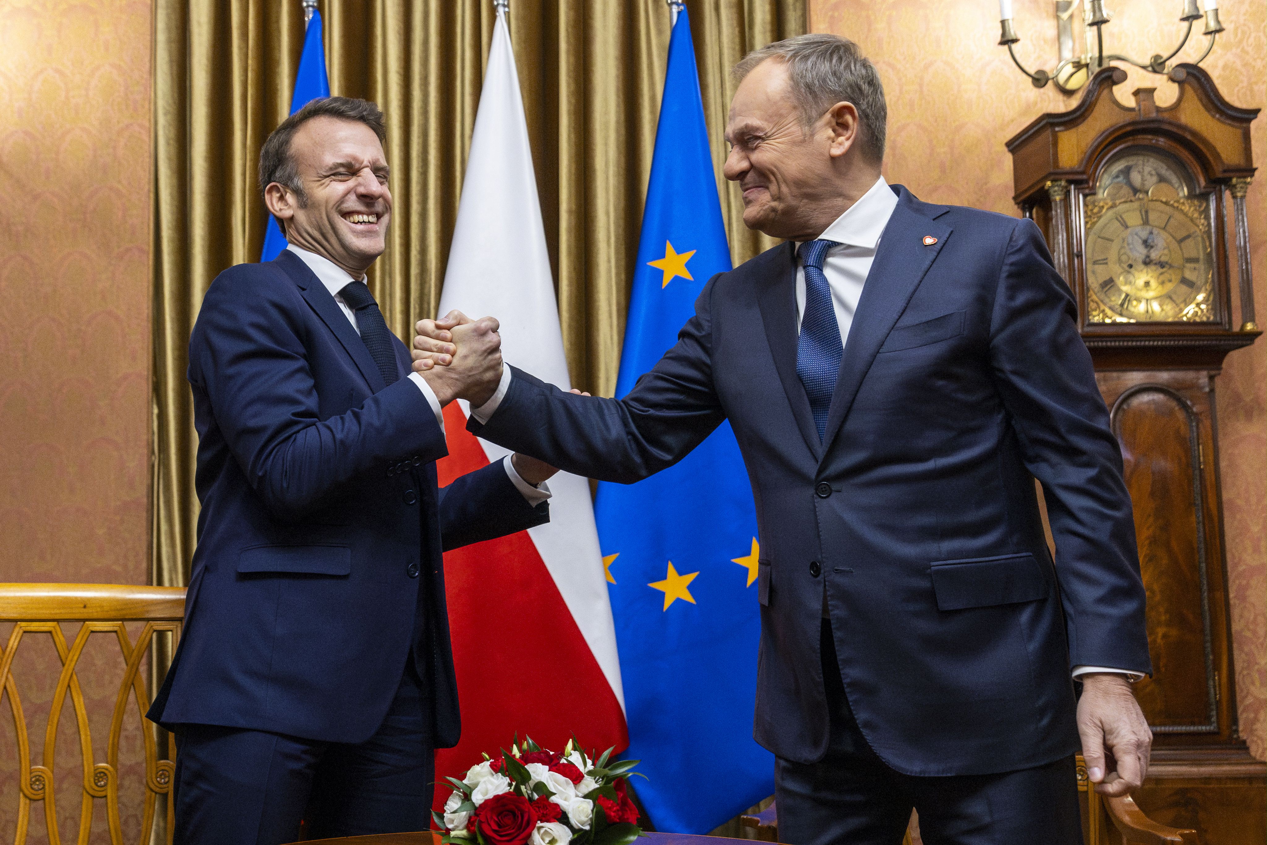 Ranskan presidentti Emmanuel Macron ja Puolan presidentti Donald Tusk tapasivat viime viikolla Varsovassa. Tunnelma oli hyvä, vaikka Ukrainaan lähetettävistä rauhanturvajoukoista ei päästy yhteisymmärrykseen.