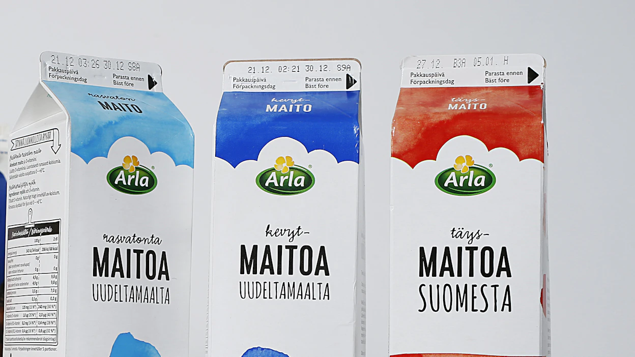 Rabobankin tuoreen analyysin mukaan Arla nousi maailman suurimpien meijeriyhtiöiden listalla kuudennelta sijalta neljänneksi. Kuvituskuva.