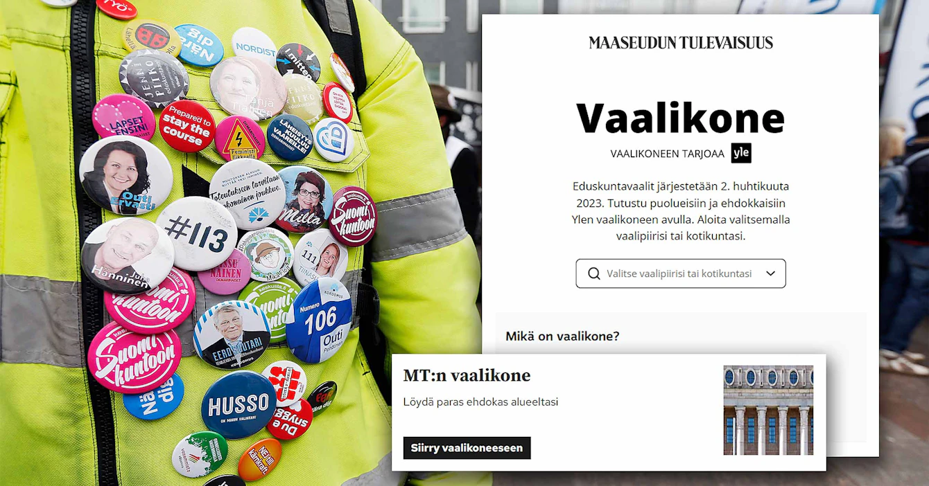 Maaseudun Tulevaisuuden ja Ylen vaalikone auttaa ehdokkaiden vertailussa. Vaalikone löytyy MT:n verkkosivuilta.