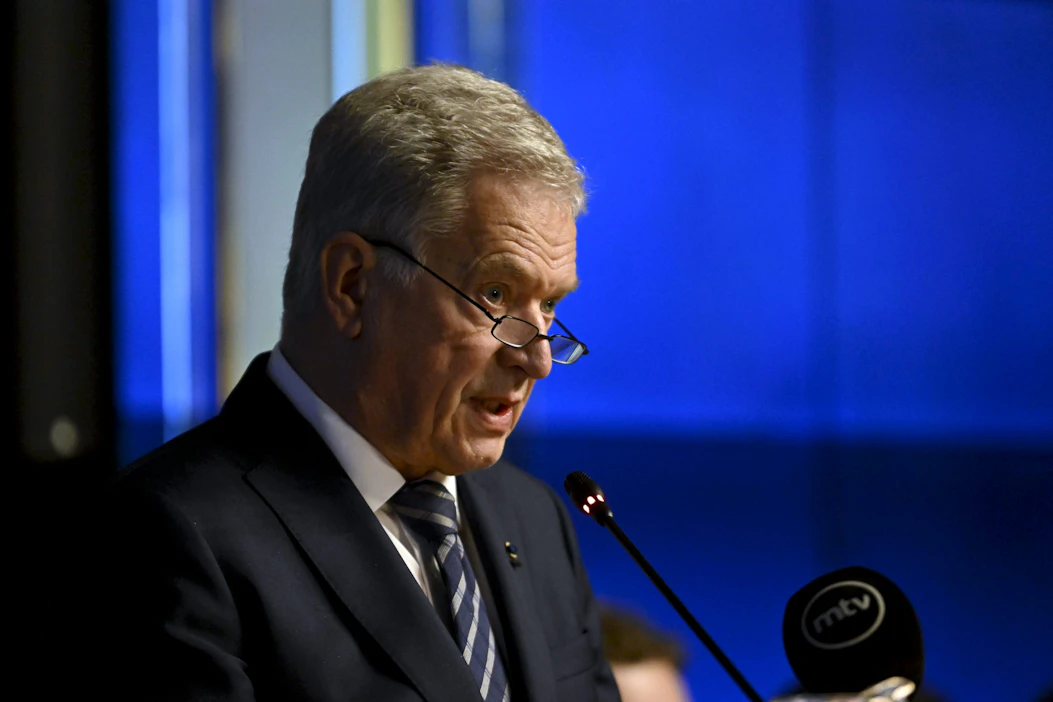 Presidentti Sauli Niinistö puhui valtakunnallisen maanpuolustuskurssin avajaisissa Helsingissä. LEHTIKUVA / Vesa Moilanen.